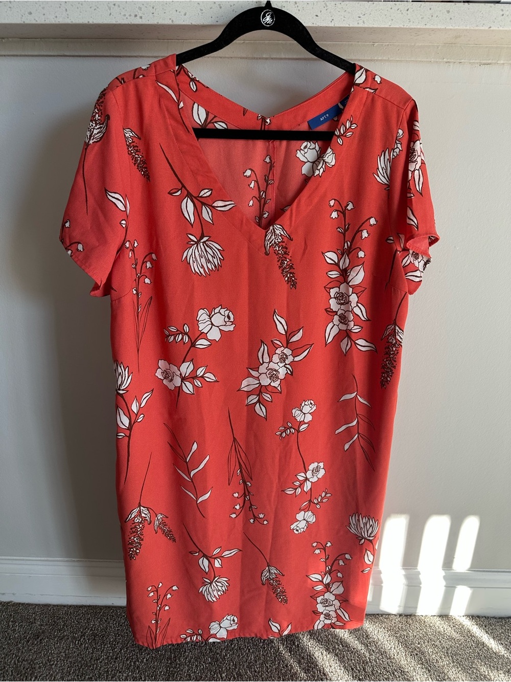 Apt.9 Coral Floral V-Neck Shift Dress